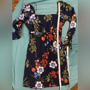 Square neck floral dress